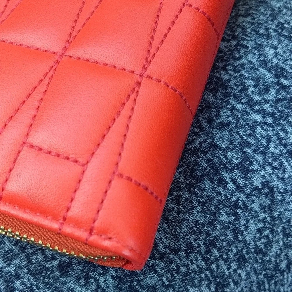 Kate Spade cherry red lacey signature quilted leather Wallet flame - Picture 9 of 13